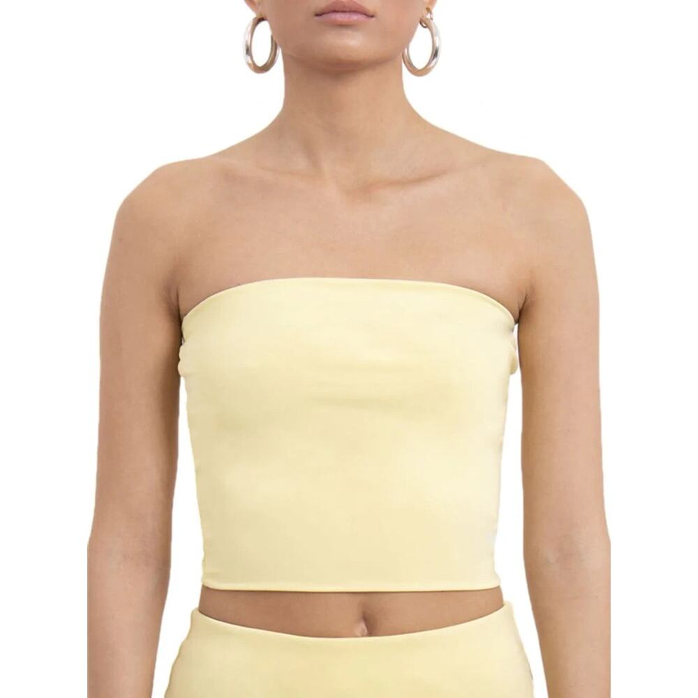 Andamane Gwen Cropped Tube Top -XS - Pale Yellow